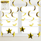*6pk Metallic Gold Swirl Hanging Decoration w/Star